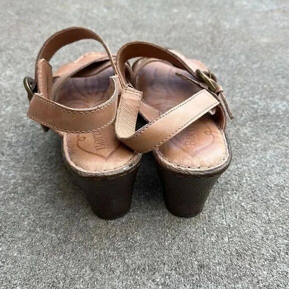 Born Leather Wedge Sandals Mirabella Tan Women’s Size 11 - Picture 3 of 11